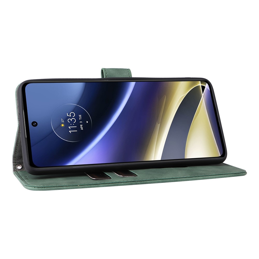 Skin-touch Feeling Mobile Phone Case PU Leather + TPU Dual Protective Cover with Stand and Wallet for Motorola Moto G51 5G - Green-5