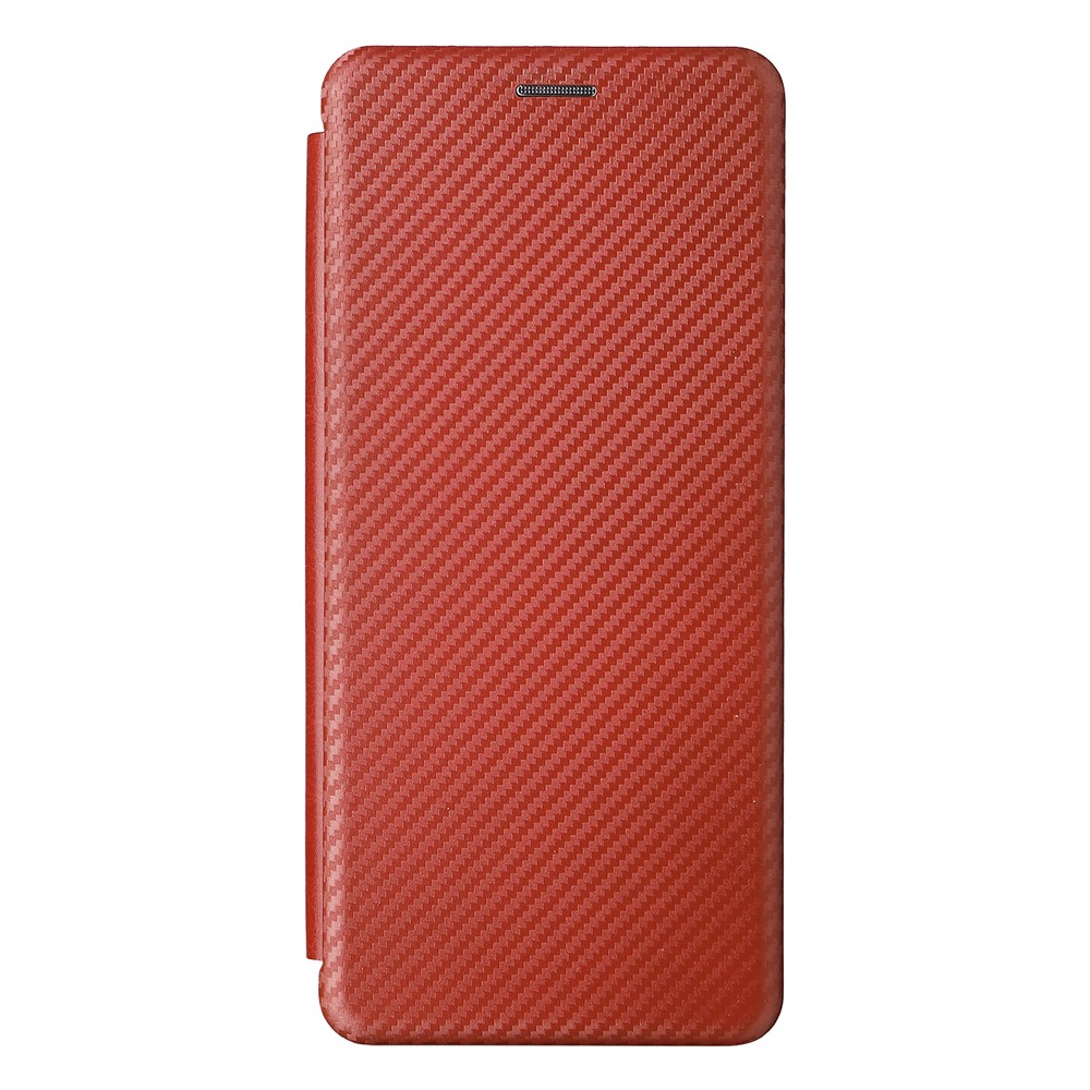 Ring Strap Kickstand Design Carbon Fiber Texture PU Leather Cover Folio Flip Phone Case with Card Slot for Motorola Moto G51 5G - Orange-2