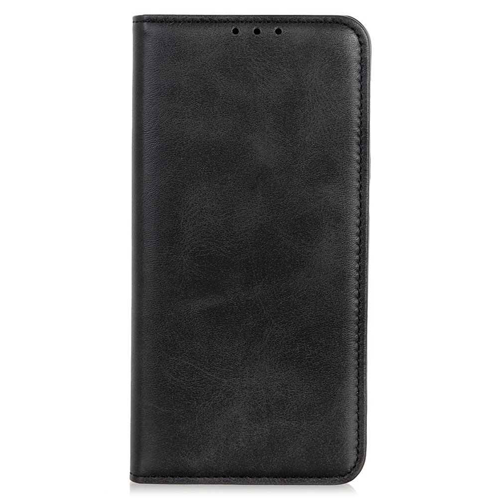 Fall Prevention Magnetic Auto-absorbed Split Leather + TPU Wallet Stand Phone Case for Motorola Moto G71 5G - Black-2