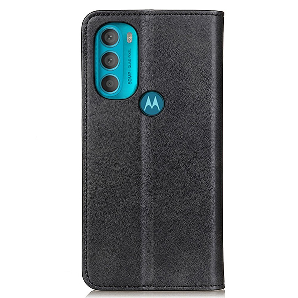 Fall Prevention Magnetic Auto-absorbed Split Leather + TPU Wallet Stand Phone Case for Motorola Moto G71 5G - Black-3