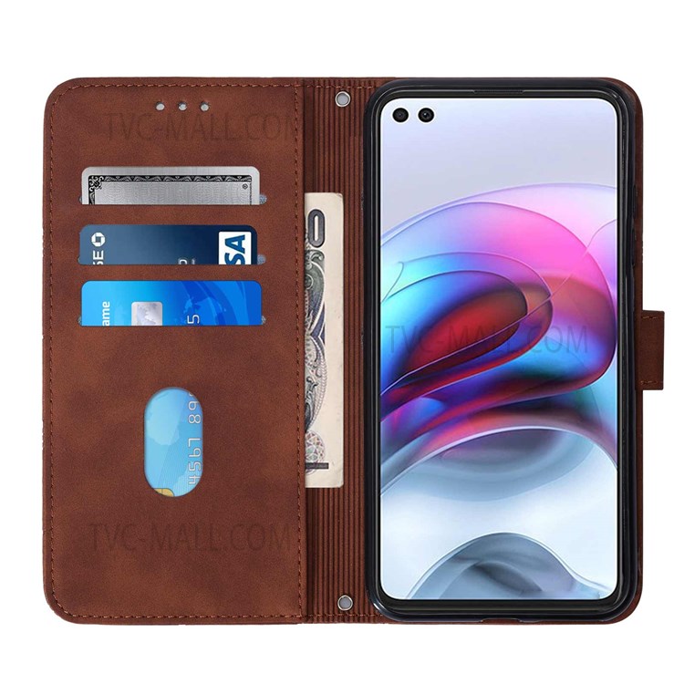 PB2 Series Business Style Imprinting Lines PU Leather Stand Case Wallet Phone Shell for Motorola Edge S/Moto G100 - Brown-4