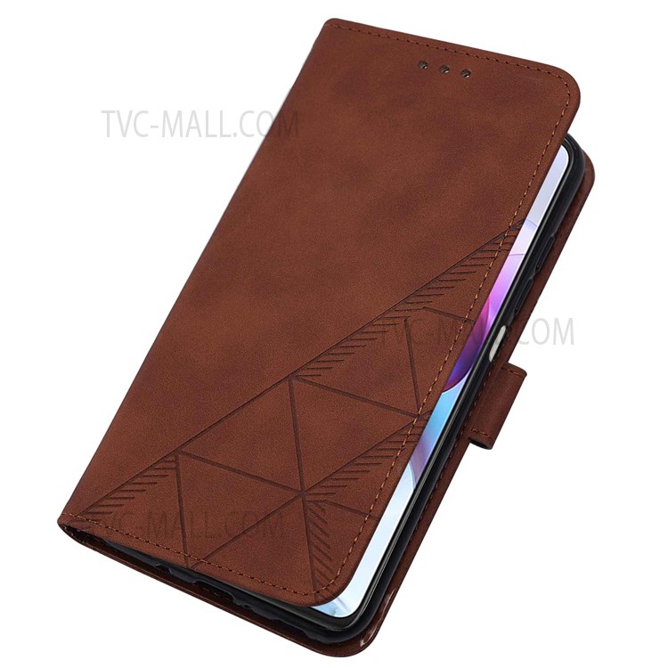 PB2 Series Business Style Imprinting Lines PU Leather Stand Case Wallet Phone Shell for Motorola Edge S/Moto G100 - Brown-6