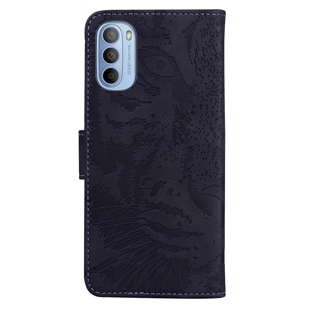 Magnetic Closure Stand Wallet Phone Cover Imprinting Tiger Pattern Leather Case for Motorola Moto G31/G41 - Black-4