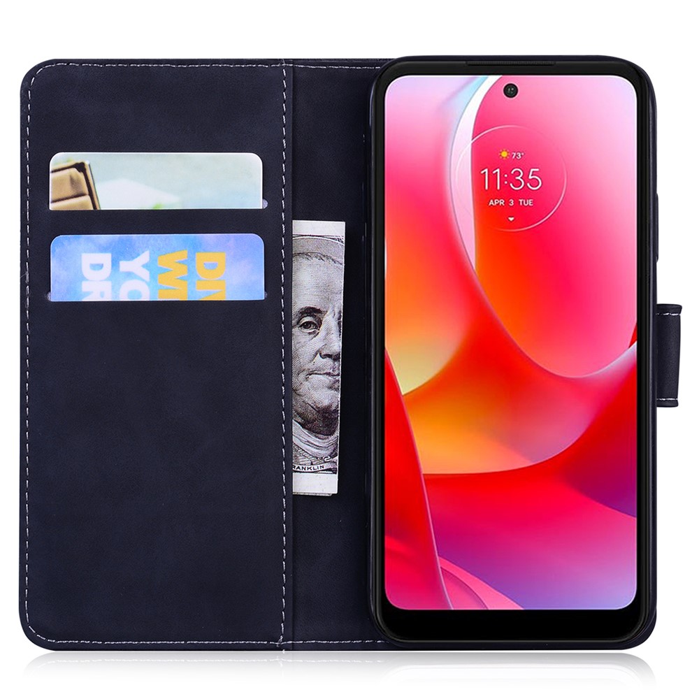 Magnetic Closure Stand Wallet Phone Cover Imprinting Tiger Pattern Leather Case for Motorola Moto G31/G41 - Black-5