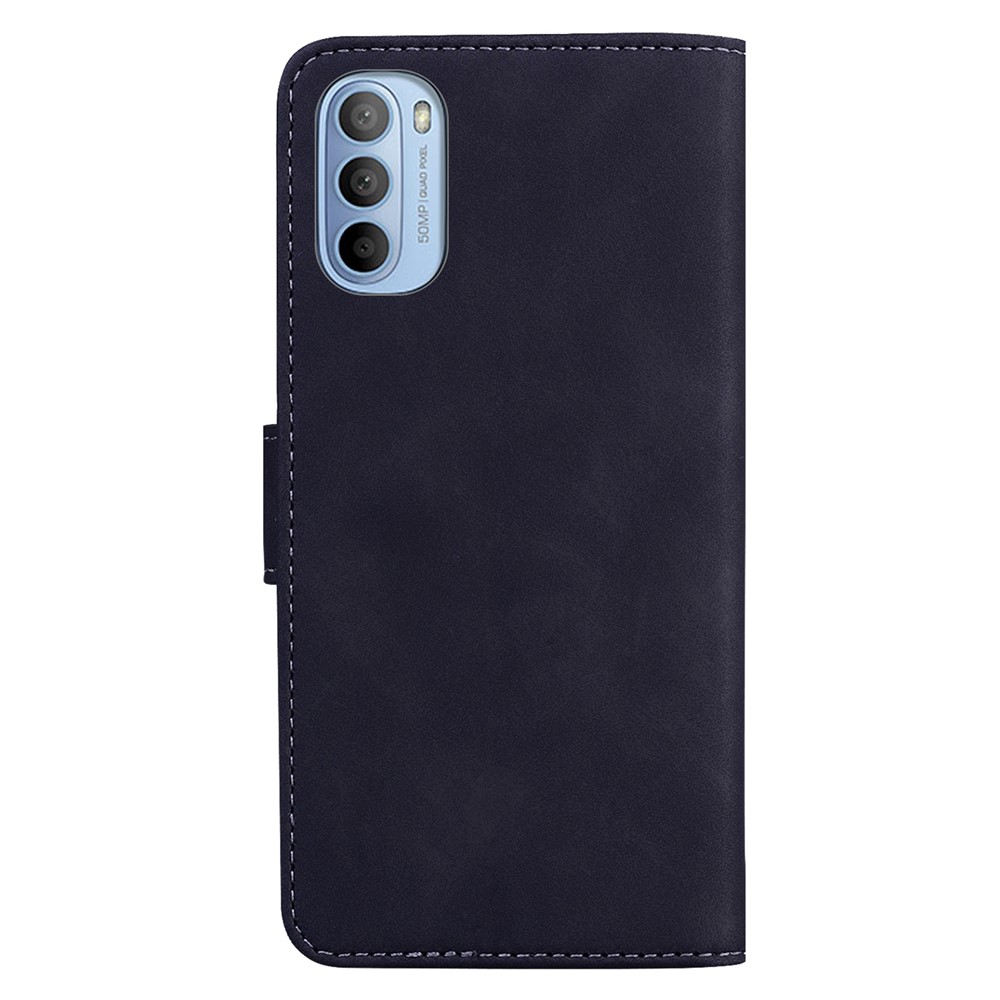 Skin Touch Feeling PU Leather+TPU Phone Case Bag Butterfly Printing Pattern Stand Wallet Phone Cover for Motorola Moto G31 / G41 - Black-11