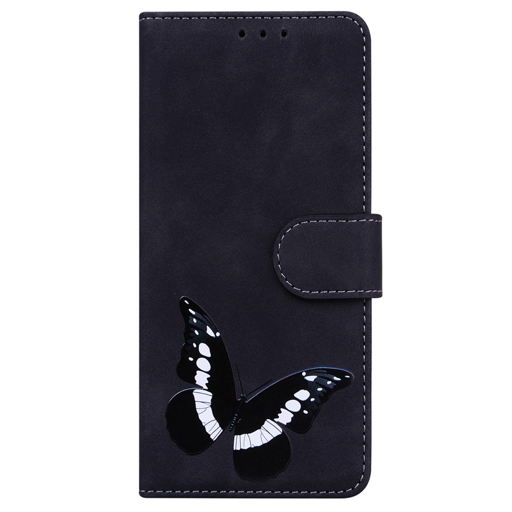 Skin Touch Feeling PU Leather+TPU Phone Case Bag Butterfly Printing Pattern Stand Wallet Phone Cover for Motorola Moto G31 / G41 - Black-2