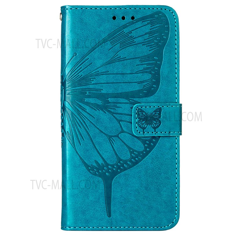 PB1 Series Imprinting Butterfly Flower Wallet Stand Full Protection Leather Case Phone Cover for Motorola Moto G31/G41 - Blue-2