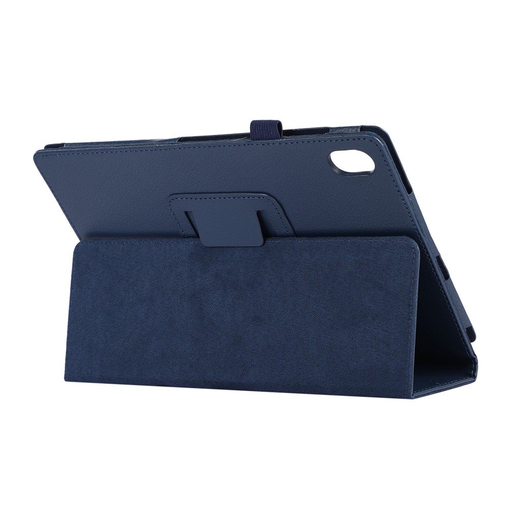 Anti-scratch Drop-proof Litchi Texture PU Leather Folio Cover Foldable Stand Case for Lenovo Tab 6 10.1-inch - Dark Blue-3
