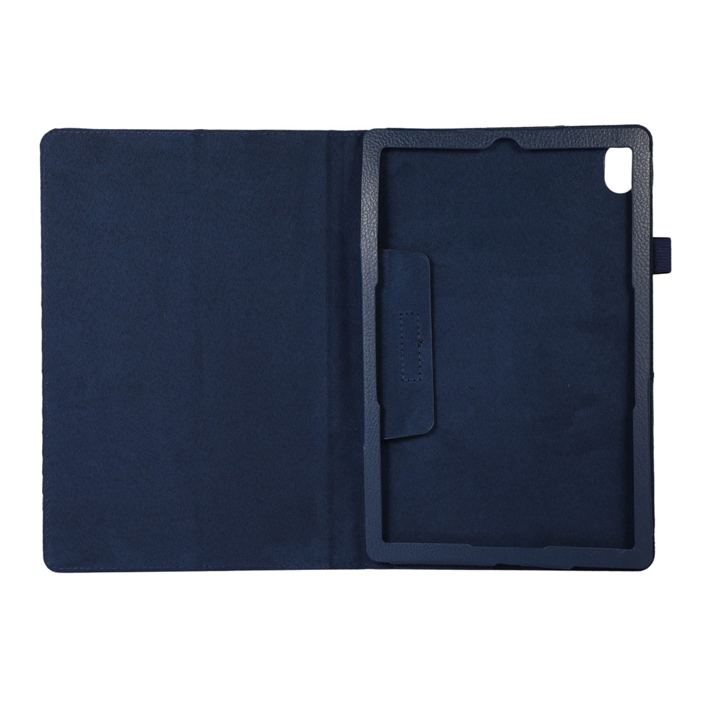 Anti-scratch Drop-proof Litchi Texture PU Leather Folio Cover Foldable Stand Case for Lenovo Tab 6 10.1-inch - Dark Blue-4
