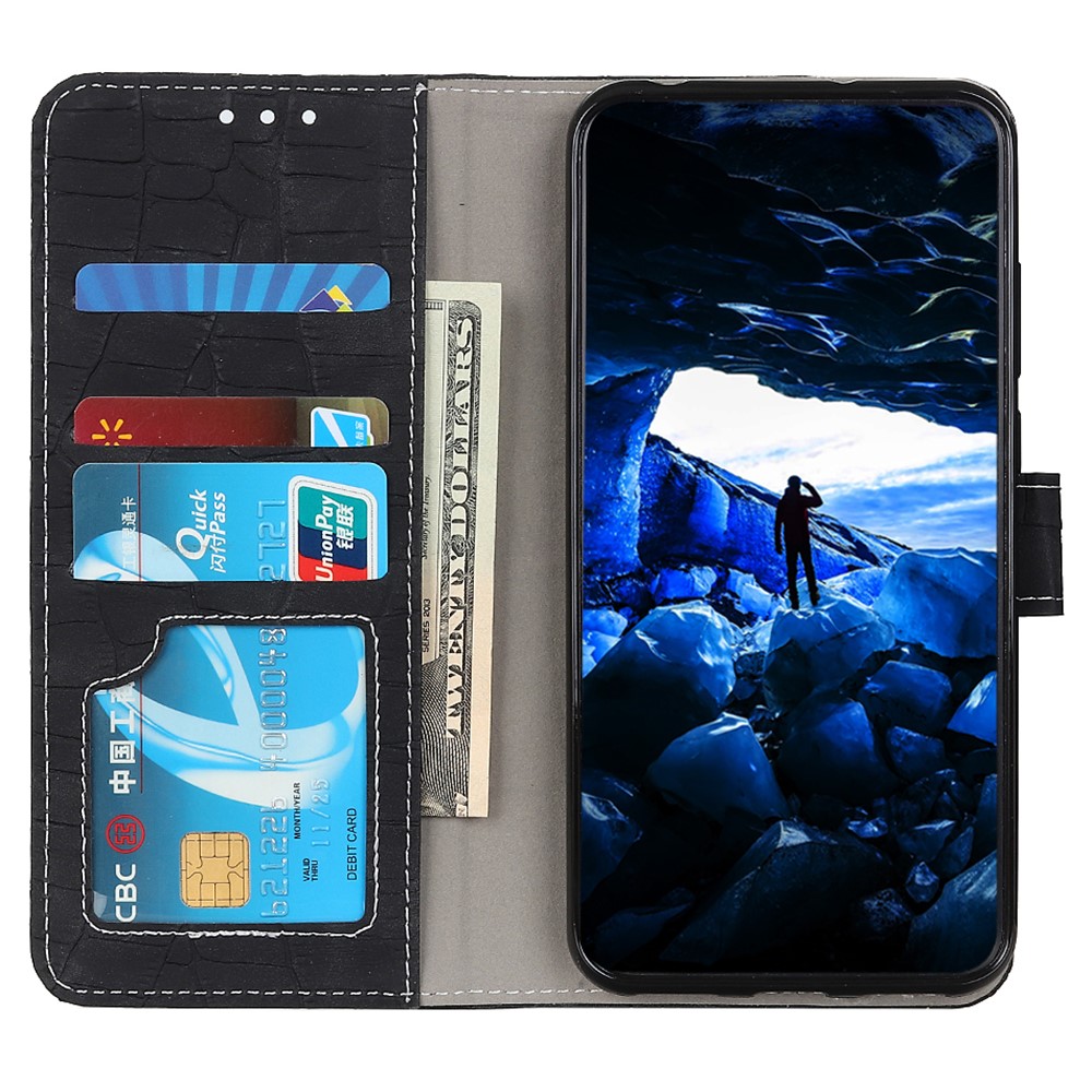 Scratch-proof Crocodile Texture PU Leather Flip Wallet Case Stand Phone Cover for Motorola Edge S30/Moto G200 5G - Black-5