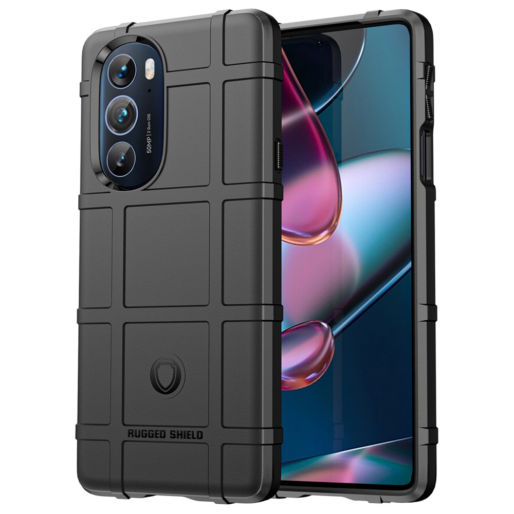 Rugged Square Grid Design Soft TPU Thickened Protection Shockproof Phone Case Cover for Motorola Edge X / Edge X30 - Black-1