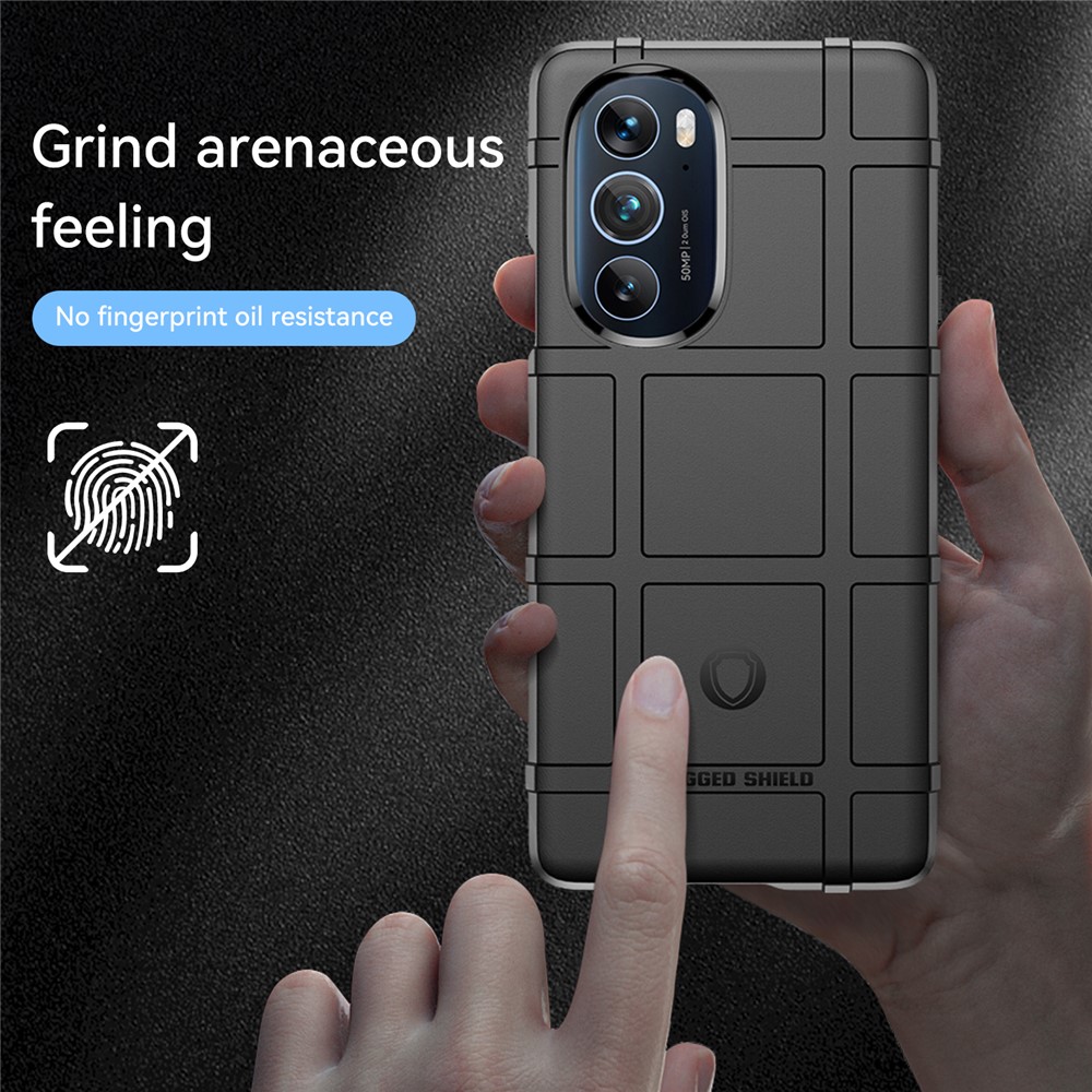 Rugged Square Grid Design Soft TPU Thickened Protection Shockproof Phone Case Cover for Motorola Edge X / Edge X30 - Black-3