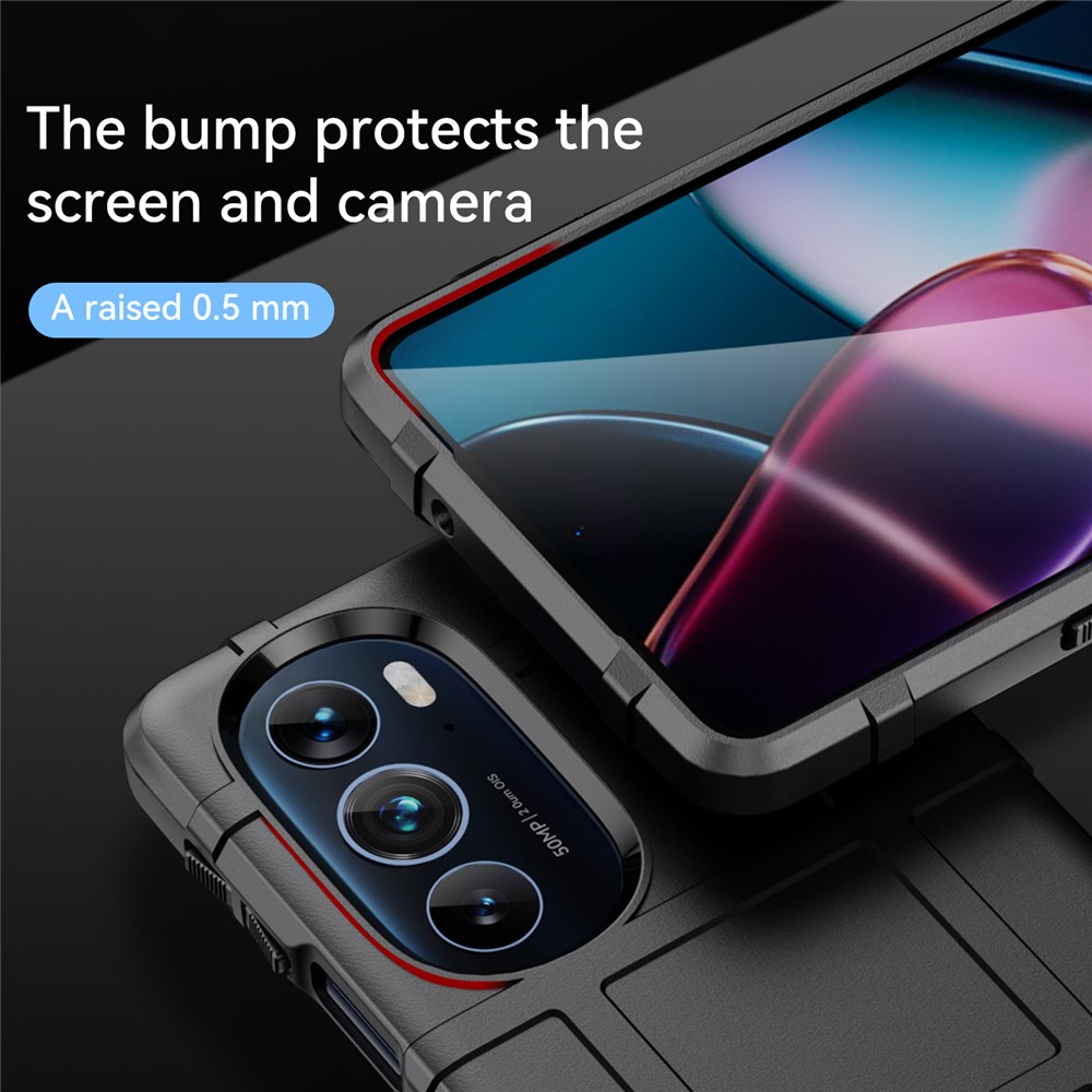Rugged Square Grid Design Soft TPU Thickened Protection Shockproof Phone Case Cover for Motorola Edge X / Edge X30 - Black-4