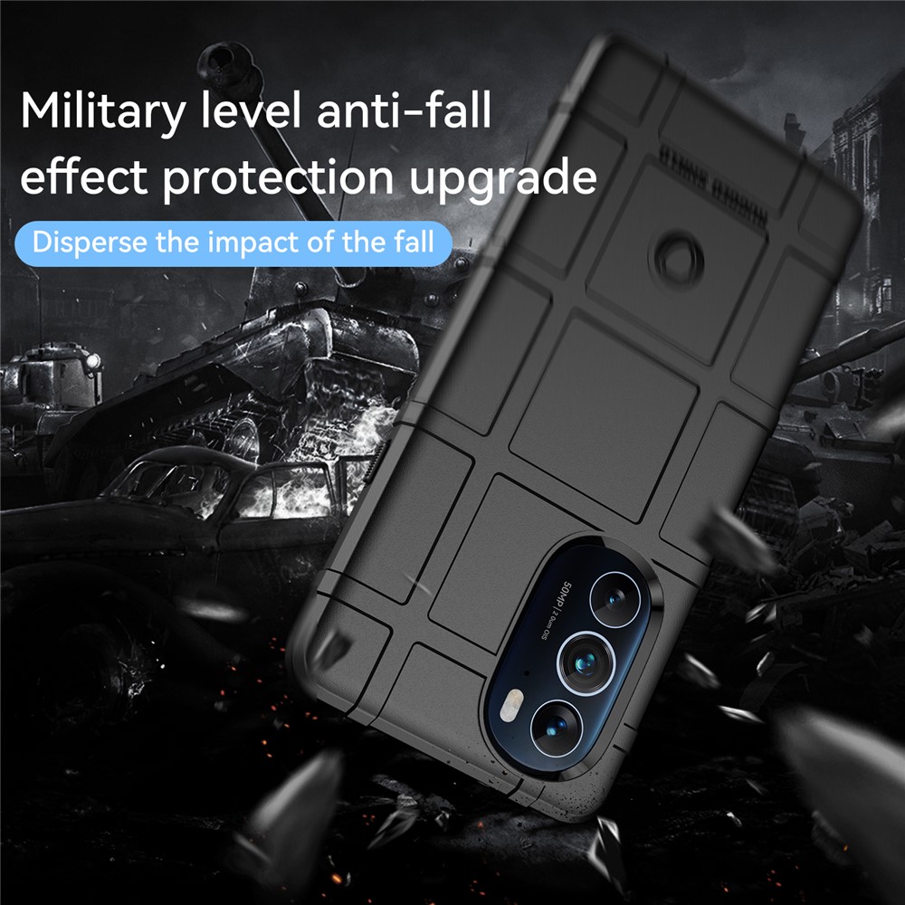 Rugged Square Grid Design Soft TPU Thickened Protection Shockproof Phone Case Cover for Motorola Edge X / Edge X30 - Black-7