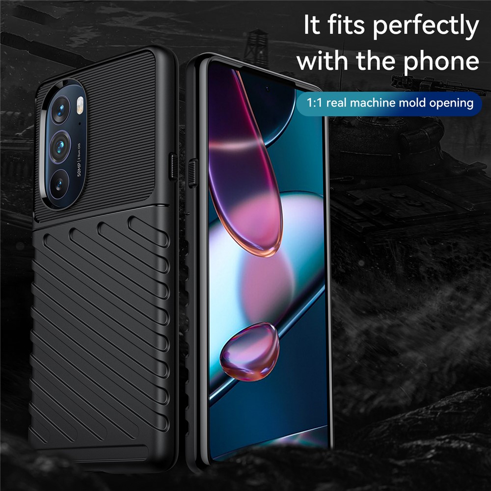 Thunder Series Twill Texture Thickened TPU Anti-Scratch Shock Absorbing Back Case for Motorola Edge X / Edge X30 - Black-2
