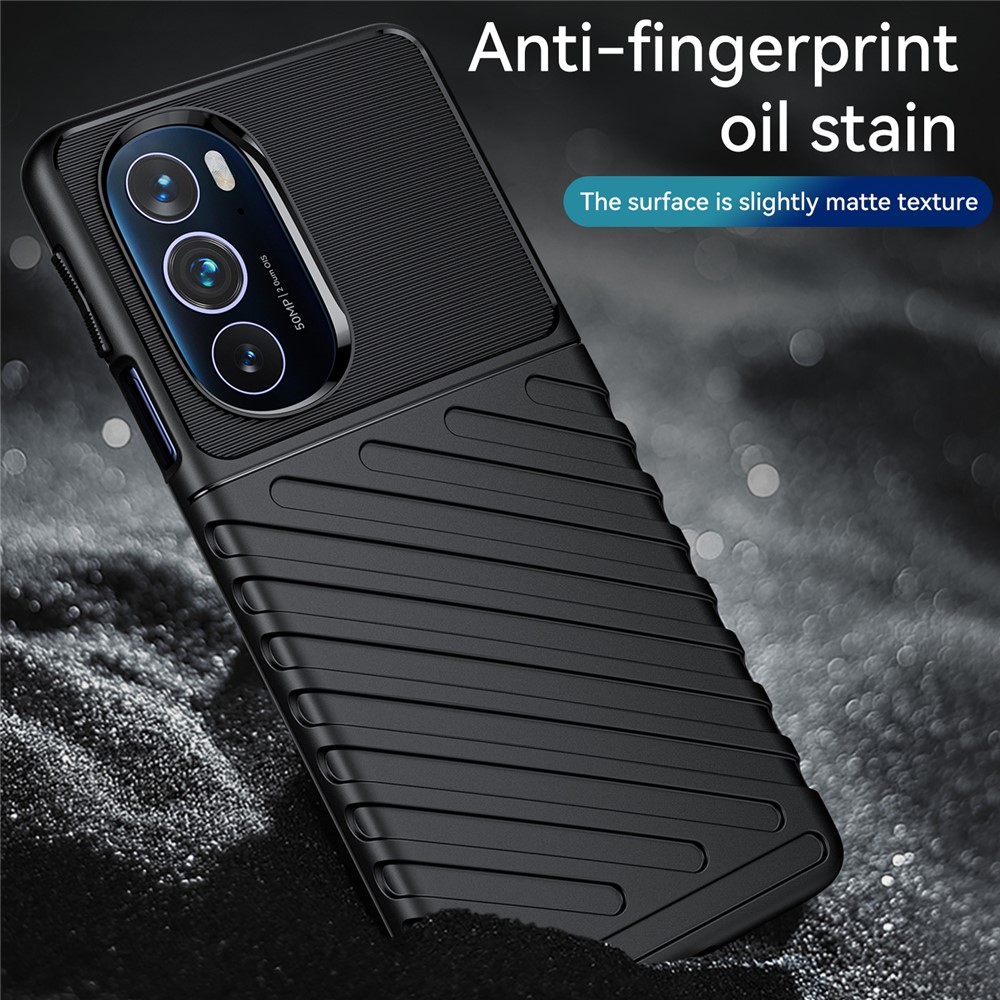 Thunder Series Twill Texture Thickened TPU Anti-Scratch Shock Absorbing Back Case for Motorola Edge X / Edge X30 - Black-5