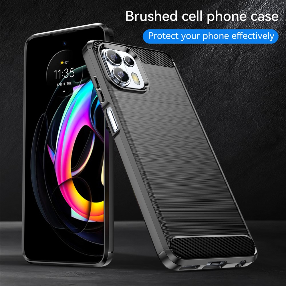 Flexible Carbon Fiber Texture TPU Case Phone Cover Brushed Surface Anti-Drop Air Cushion for Motorola Edge 20 Lite/Edge 20 Fusion - Black-4