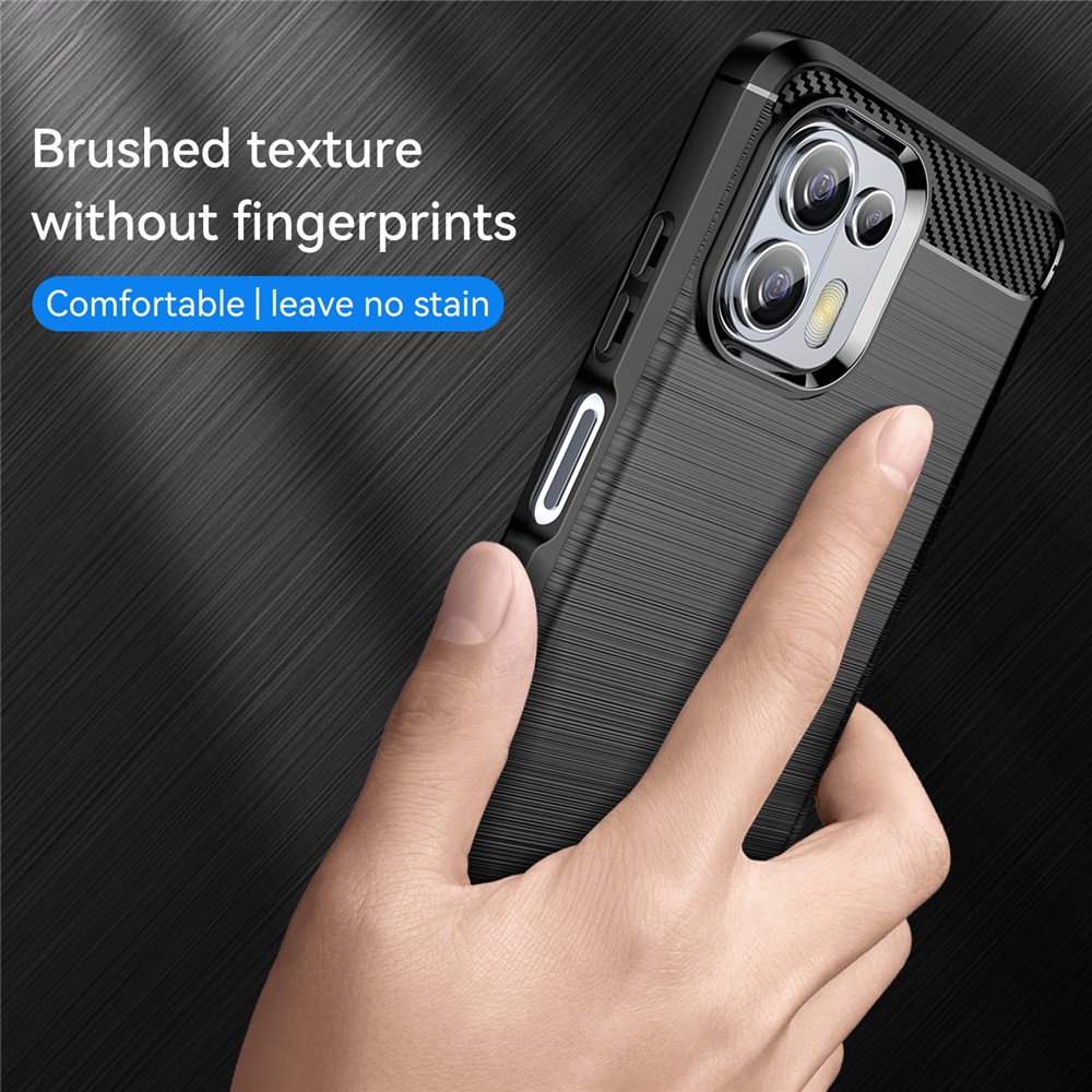 Flexible Carbon Fiber Texture TPU Case Phone Cover Brushed Surface Anti-Drop Air Cushion for Motorola Edge 20 Lite/Edge 20 Fusion - Black-6