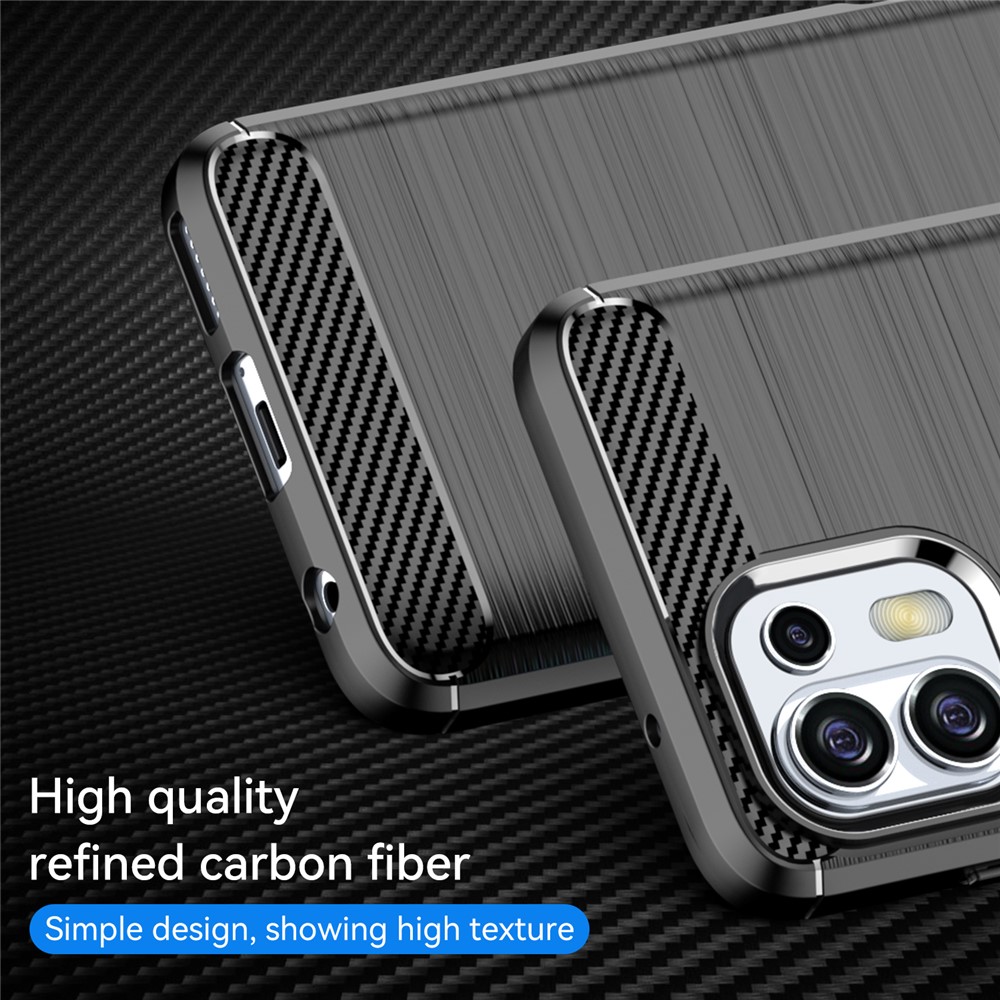Flexible Carbon Fiber Texture TPU Case Phone Cover Brushed Surface Anti-Drop Air Cushion for Motorola Edge 20 Lite/Edge 20 Fusion - Black-7