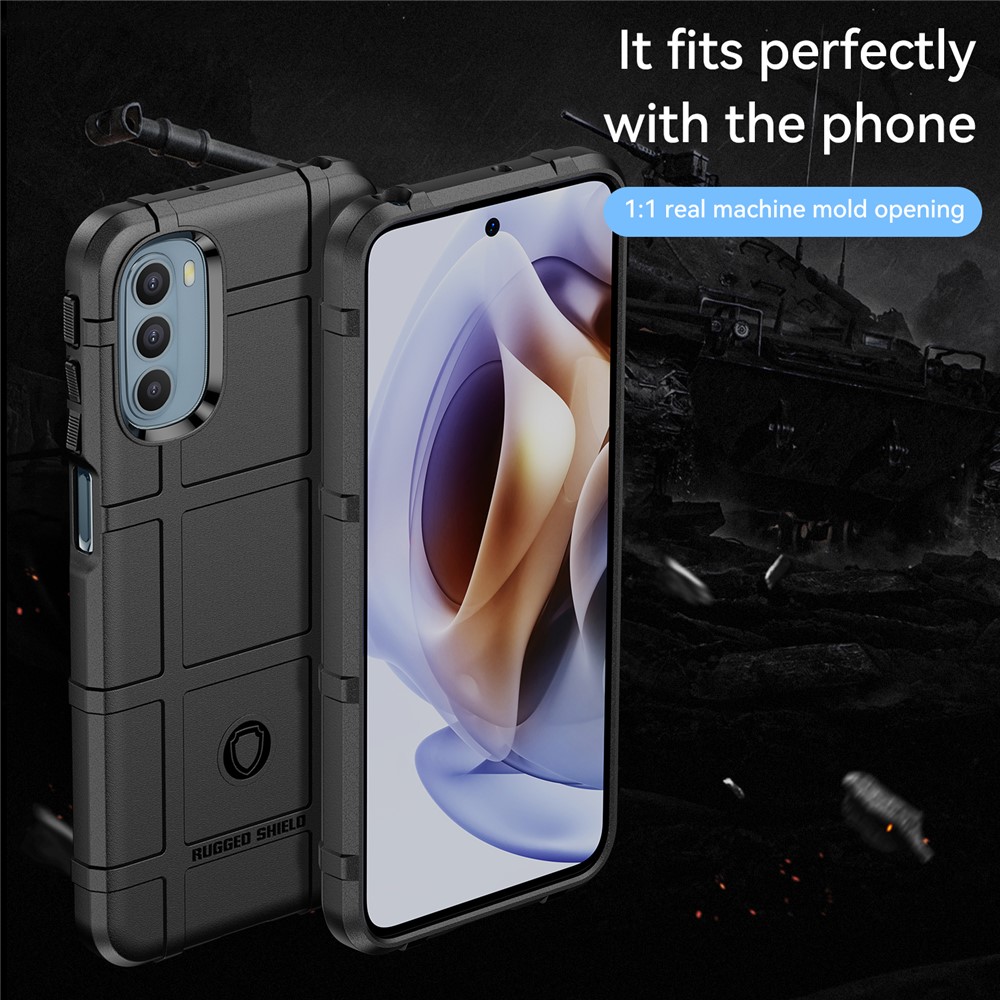 Rugged Square Grid Design Thickened TPU Scratch-resistant Mobile Phone Case Cover for Motorola Moto G31/G41 - Black-2