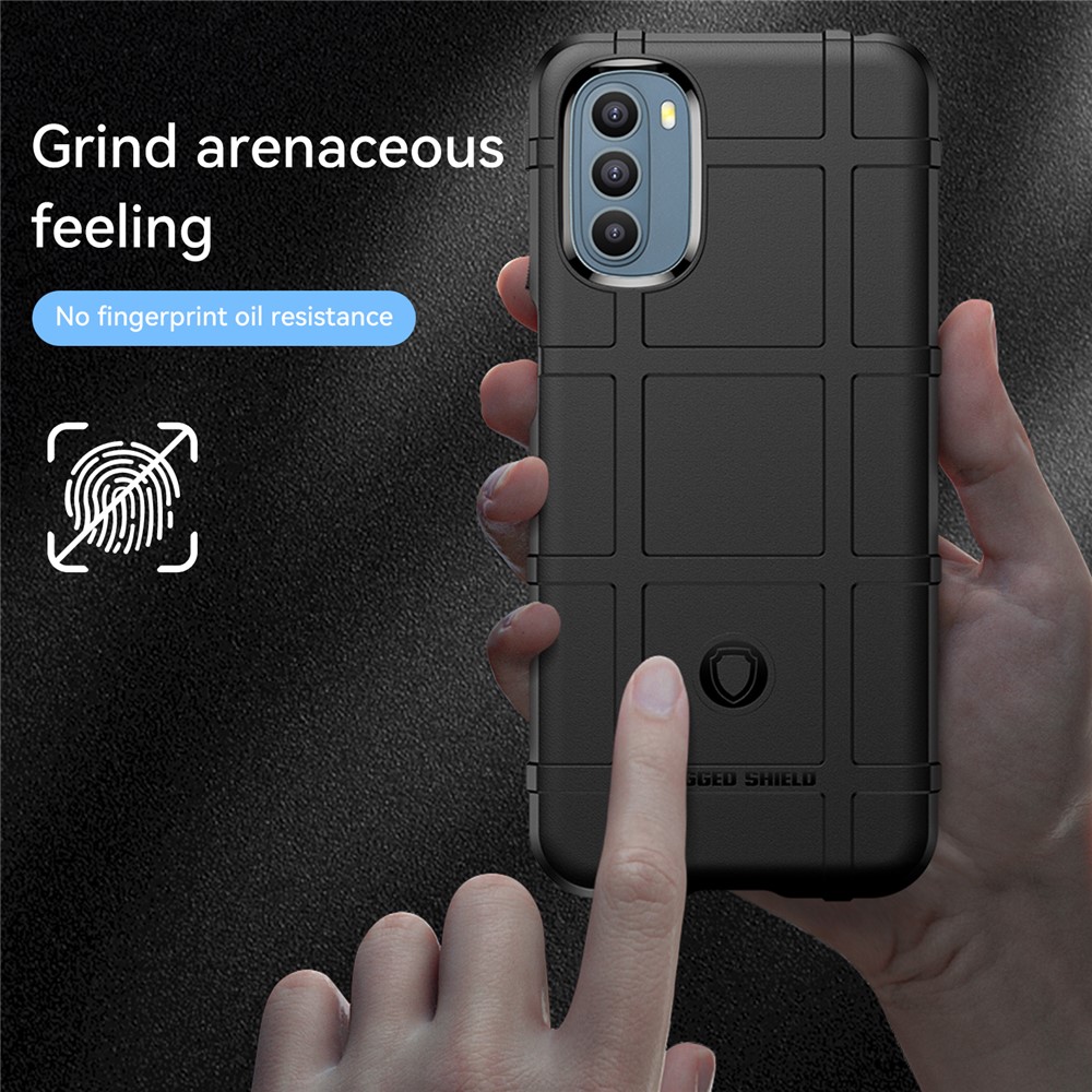 Rugged Square Grid Design Thickened TPU Scratch-resistant Mobile Phone Case Cover for Motorola Moto G31/G41 - Black-4