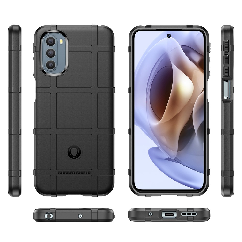 Rugged Square Grid Design Thickened TPU Scratch-resistant Mobile Phone Case Cover for Motorola Moto G31/G41 - Black-8