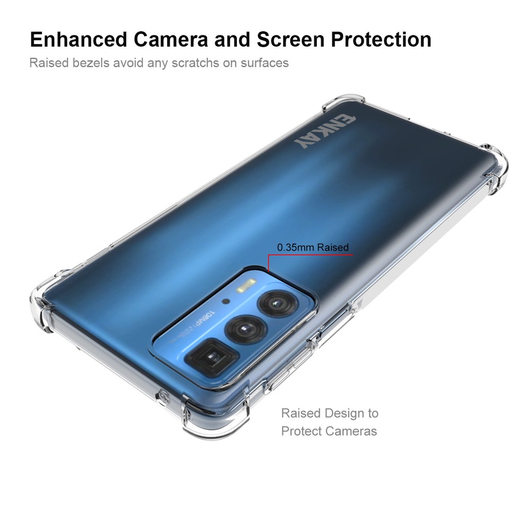 ENKAY Anti-slip Strip Edge Crystal Clear TPU Phone Case with Shockproof Thickened Corners for Motorola Edge 20 Pro-3