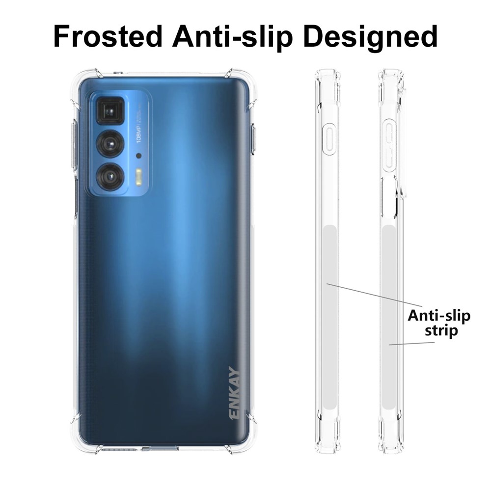 ENKAY Anti-slip Strip Edge Crystal Clear TPU Phone Case with Shockproof Thickened Corners for Motorola Edge 20 Pro-4