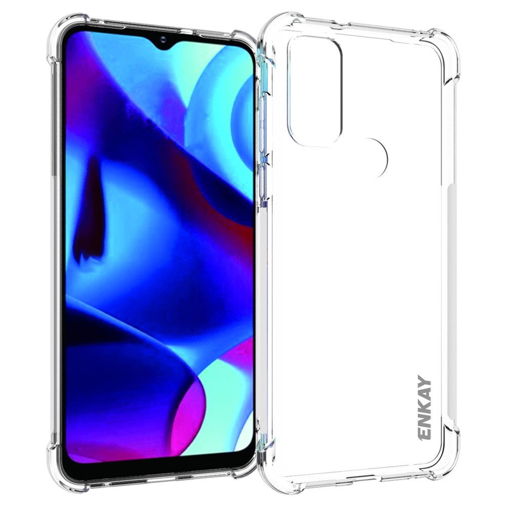 ENKAY Crystal Clear TPU Phone Case Thickened Corner Protective Cover with Anti-slip Strip Edge for Motorola G Pure-1