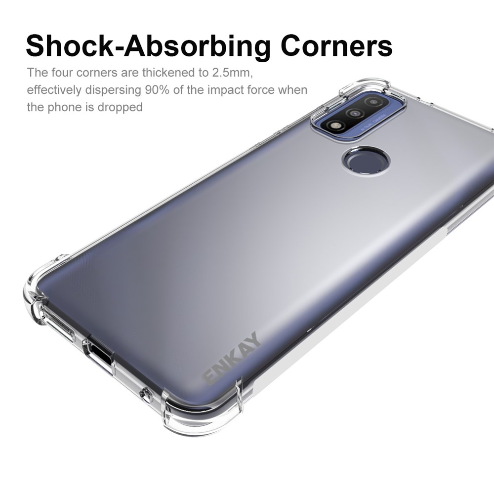 ENKAY Crystal Clear TPU Phone Case Thickened Corner Protective Cover with Anti-slip Strip Edge for Motorola G Pure-2