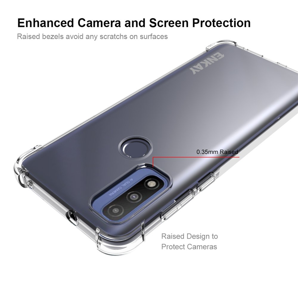 ENKAY Crystal Clear TPU Phone Case Thickened Corner Protective Cover with Anti-slip Strip Edge for Motorola G Pure-3