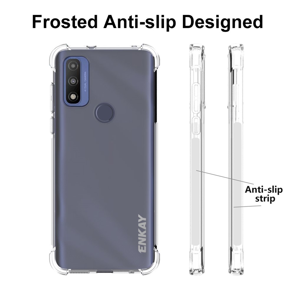 ENKAY Crystal Clear TPU Phone Case Thickened Corner Protective Cover with Anti-slip Strip Edge for Motorola G Pure-4