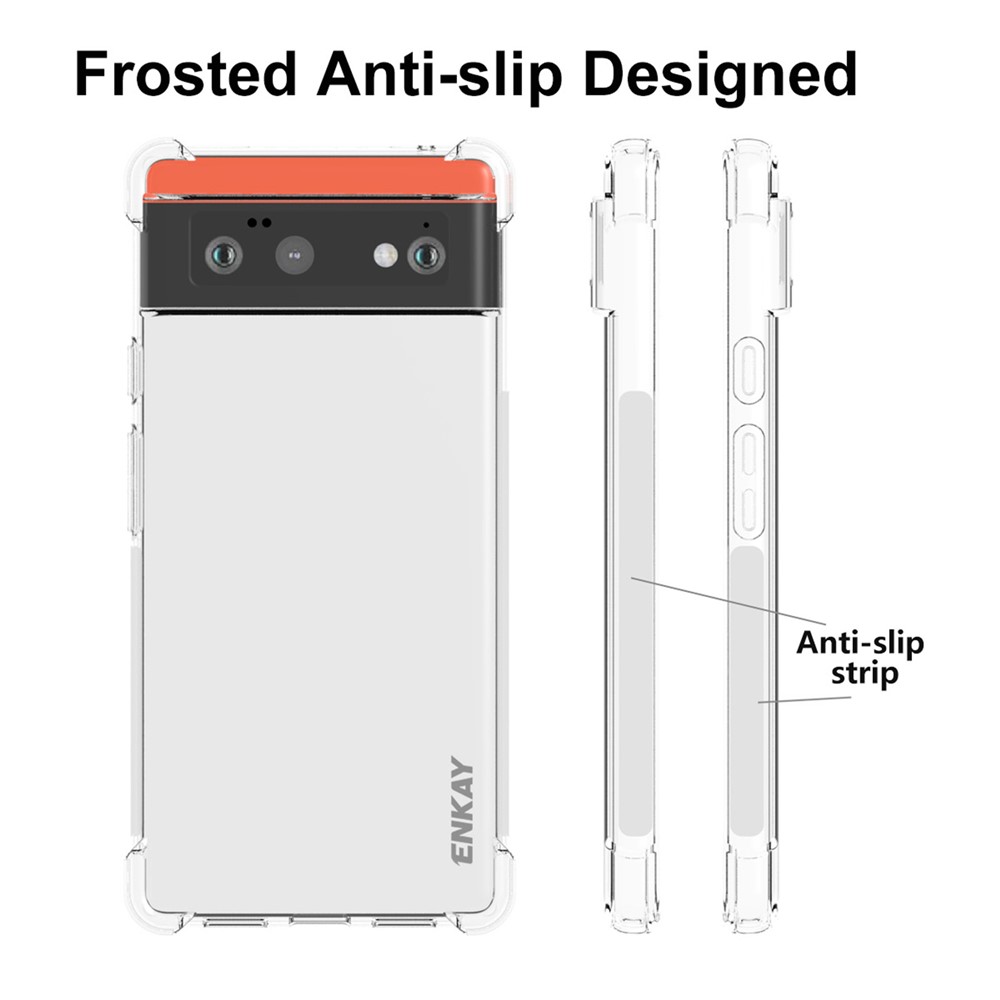 ENKAY Enhanced Corner Shockproof Crystal Clear TPU Phone Case Cover with Anti-slip Strip Frame for Motorola Edge 20-10