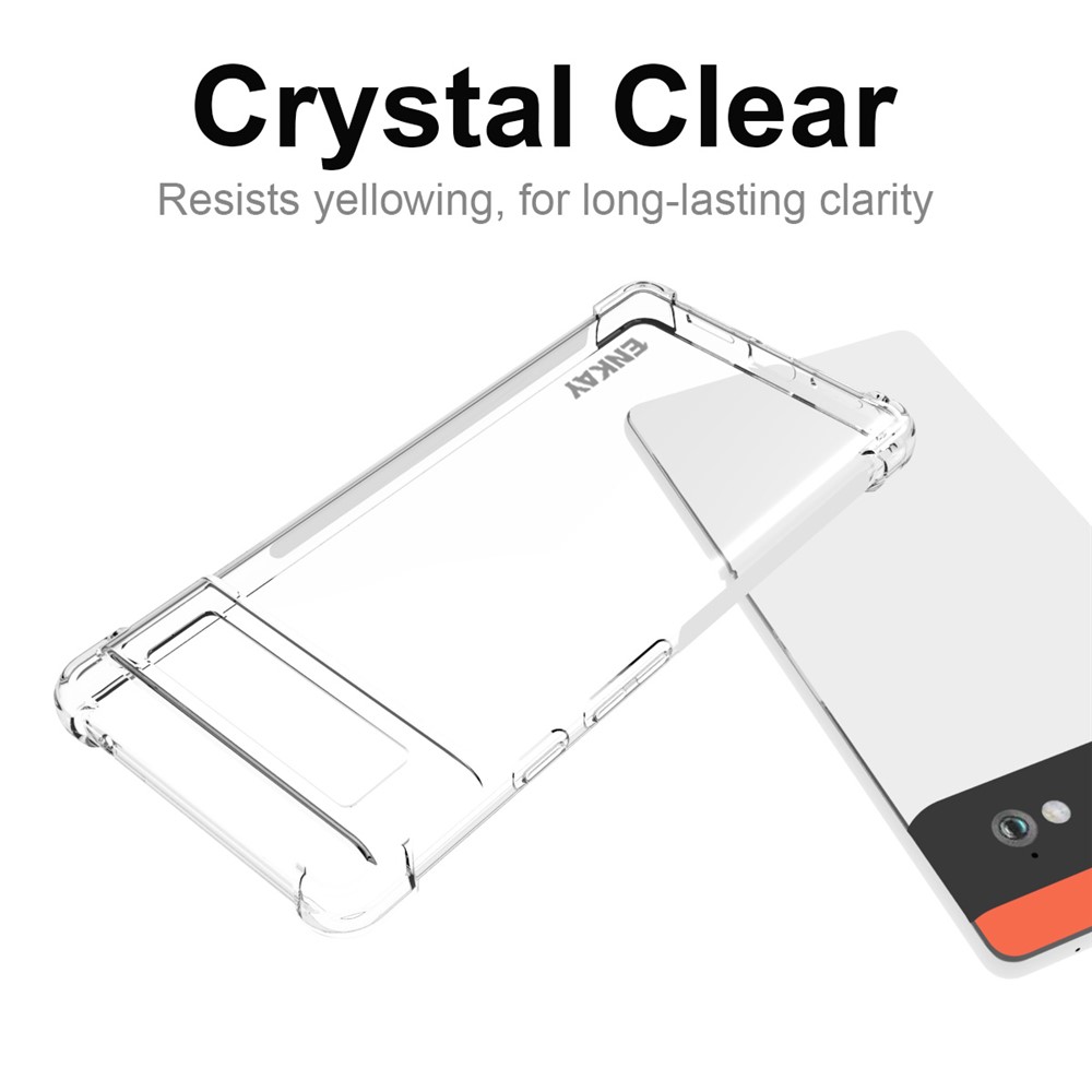 ENKAY Enhanced Corner Shockproof Crystal Clear TPU Phone Case Cover with Anti-slip Strip Frame for Motorola Edge 20-11