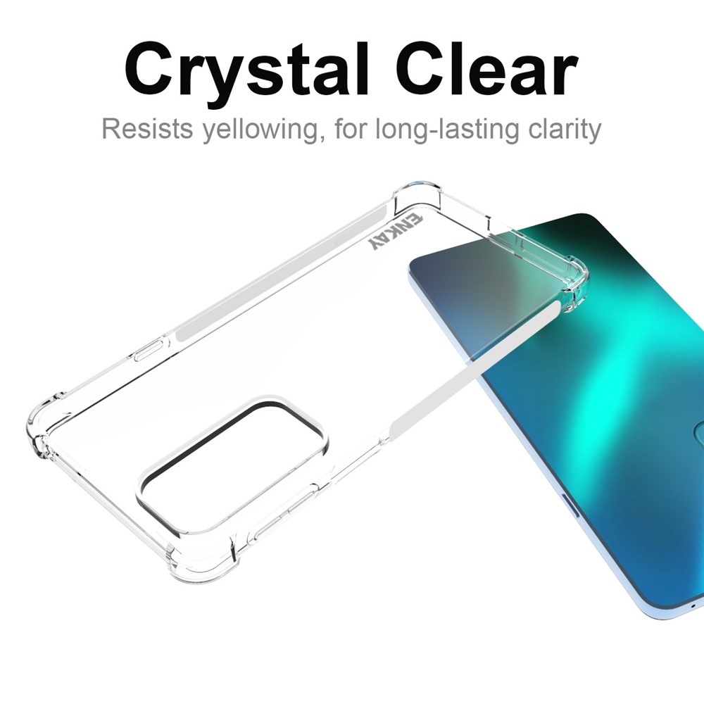 ENKAY Enhanced Corner Shockproof Crystal Clear TPU Phone Case Cover with Anti-slip Strip Frame for Motorola Edge 20-5