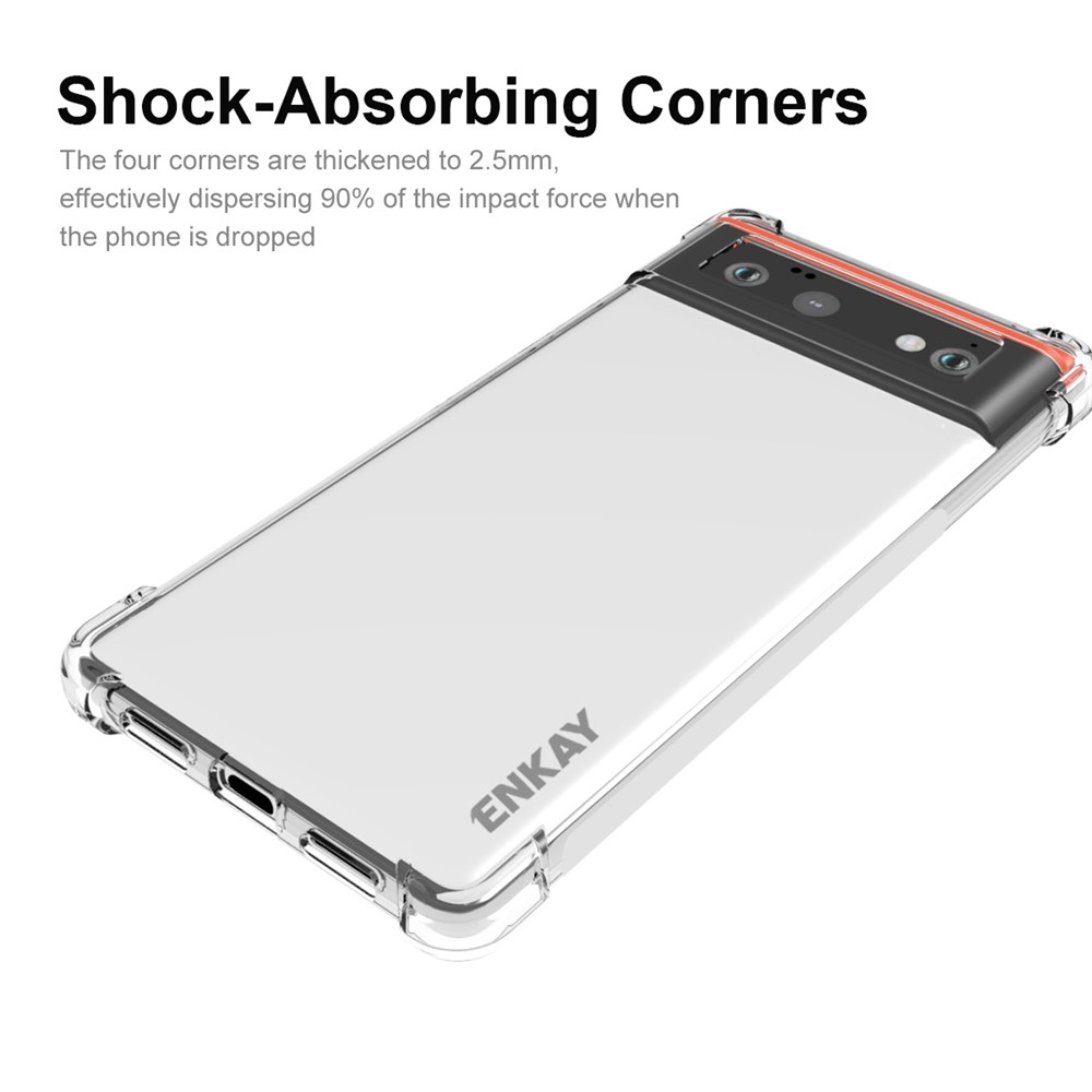 ENKAY Enhanced Corner Shockproof Crystal Clear TPU Phone Case Cover with Anti-slip Strip Frame for Motorola Edge 20-8