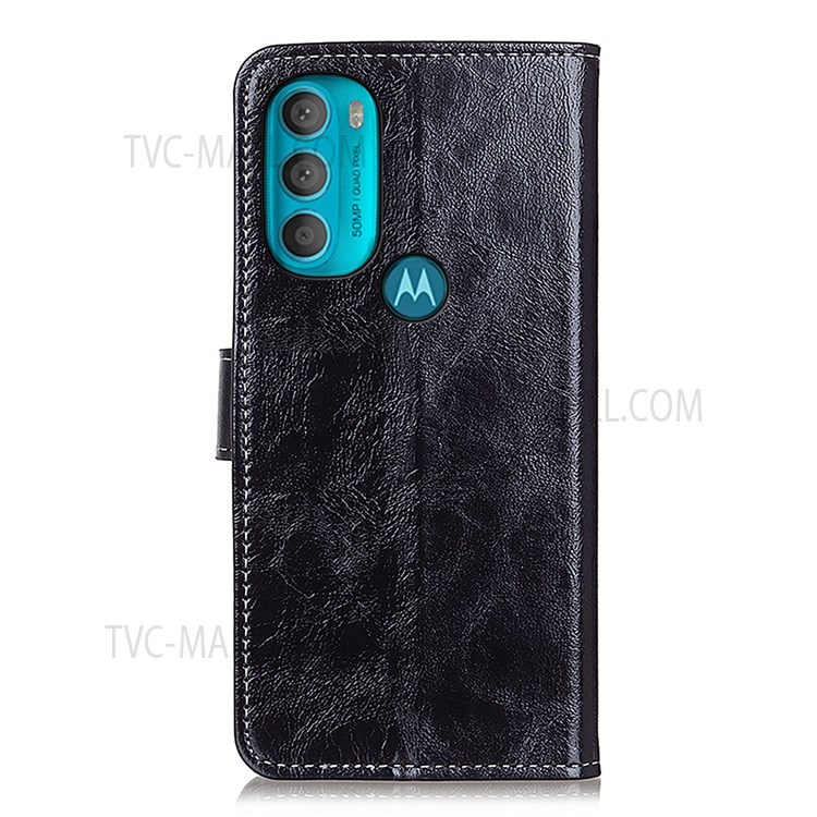 Crazy Horse Texture Retro Style PU Leather Phone Case Stand Wallet Cover for Motorola Moto G71 5G - Black-3