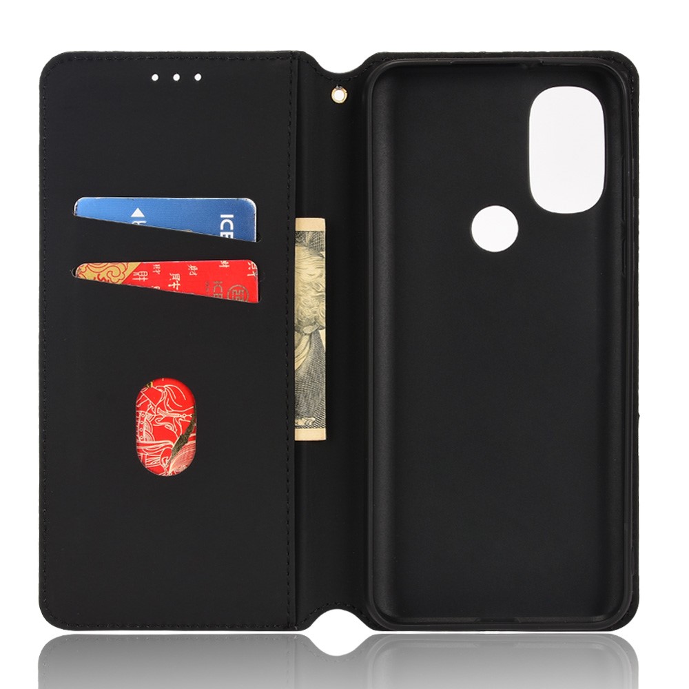 Shockproof Rhombus Pattern Imprinted Cell Phone Case PU Leather + TPU Protective Cover with Stand Wallet for Motorola Moto G Power (2022) - Black-8