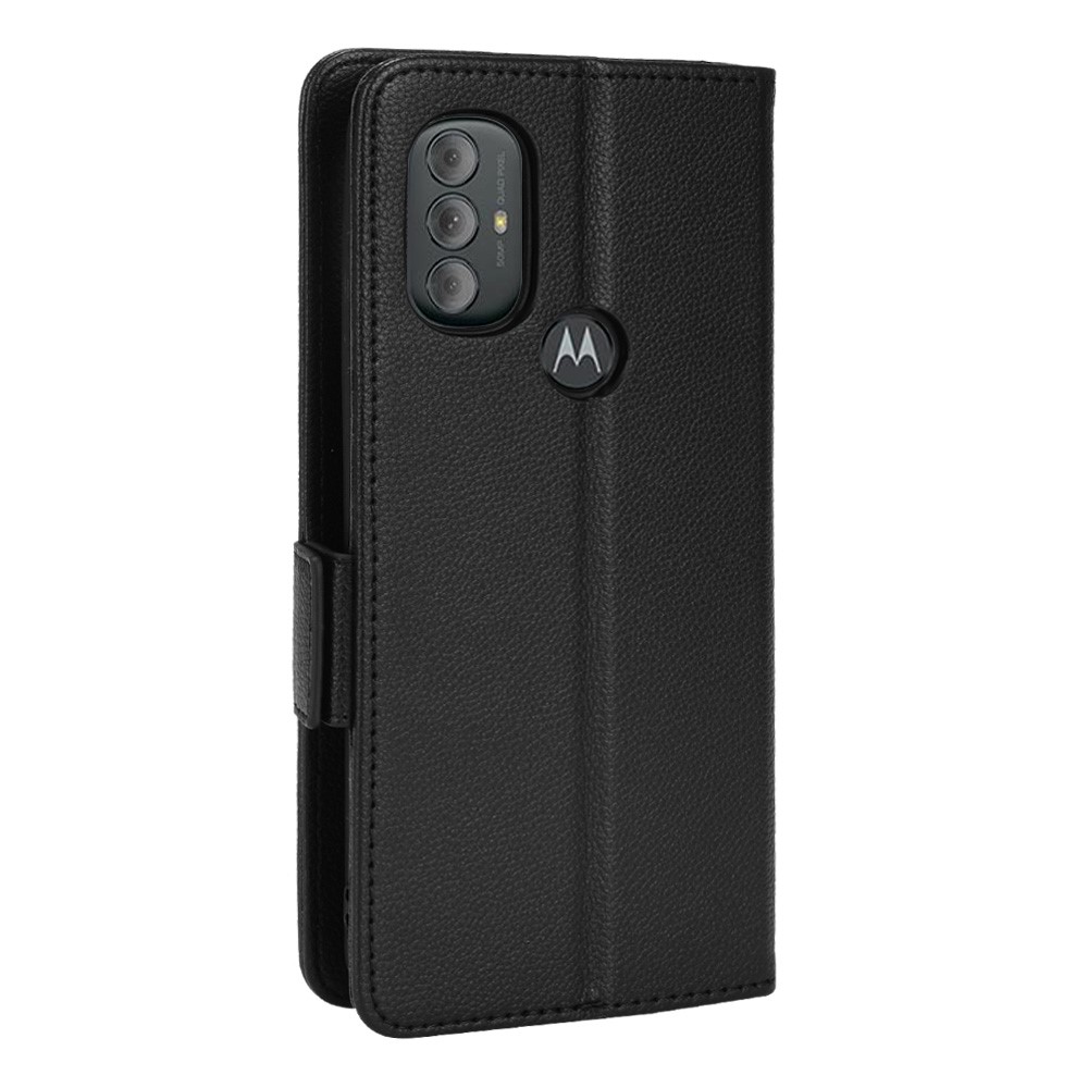 Stand Design Litchi Texture PU Leather Anti-scratch Wallet Cover TPU Interior Protective Shell for Motorola Moto G Power (2022) - Black-7