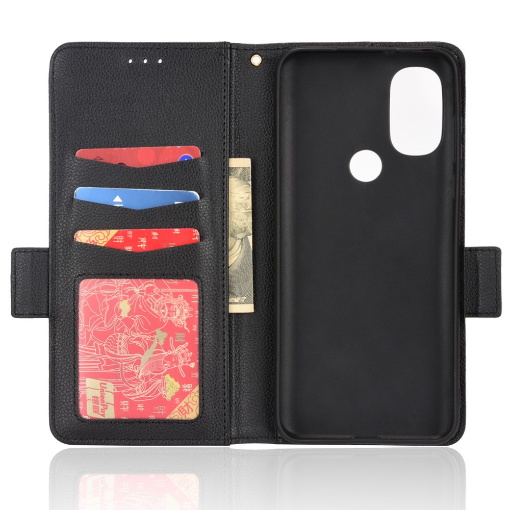 Stand Design Litchi Texture PU Leather Anti-scratch Wallet Cover TPU Interior Protective Shell for Motorola Moto G Power (2022) - Black-8