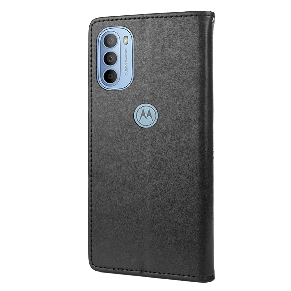 Cell Phone Case Stylish Imprint Butterflies Leather Phone Covering Practical Wallet Stand Shell for Motorola Moto G51 5G - Black-3