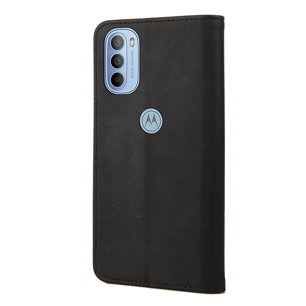 Smartphone Case Shockproof Wallet Phone Stand Cover Anti-dust Splicing PU Leather Shell for Motorola Moto G51 5G - Black-3