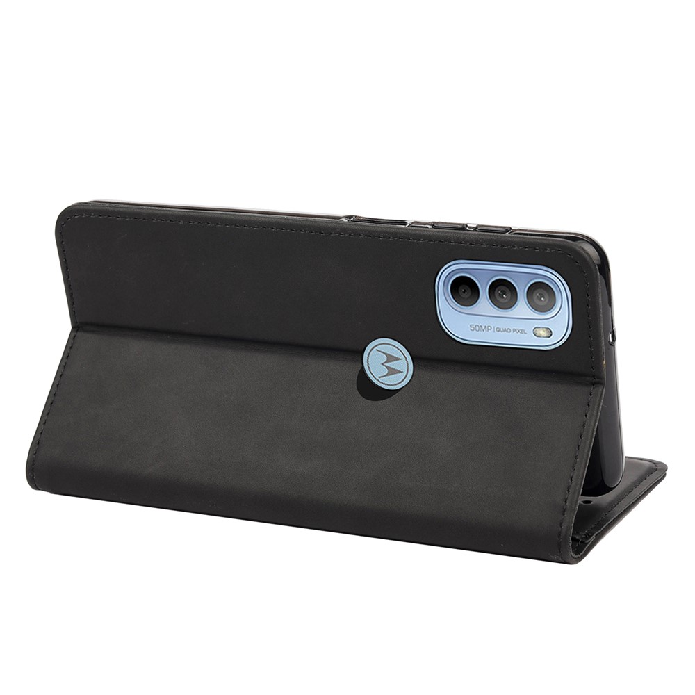 Smartphone Case Shockproof Wallet Phone Stand Cover Anti-dust Splicing PU Leather Shell for Motorola Moto G51 5G - Black-7