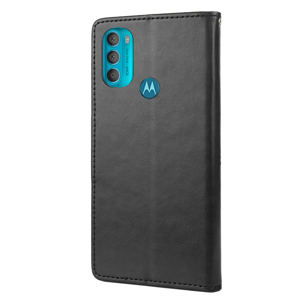 PU Leather Phone Covering Smartphone Case Stylish Imprint Butterflies Practical Wallet for Motorola Moto G71 5G - Black-3