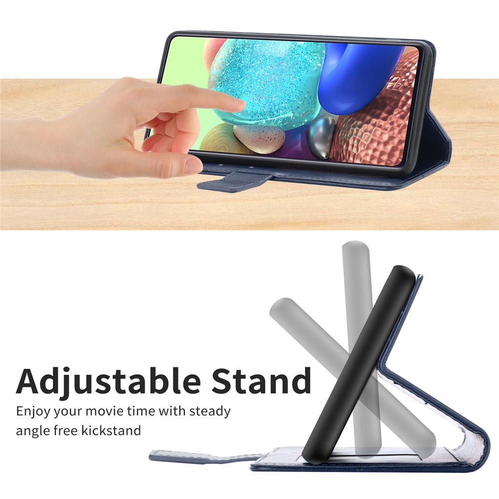 PU Leather Anti-fingerprint Y-Shaped Lines Imprinting Soft TPU Inner Shell Phone Cover with Wallet Stand Feature for Motorola Edge X30 - Blue-9