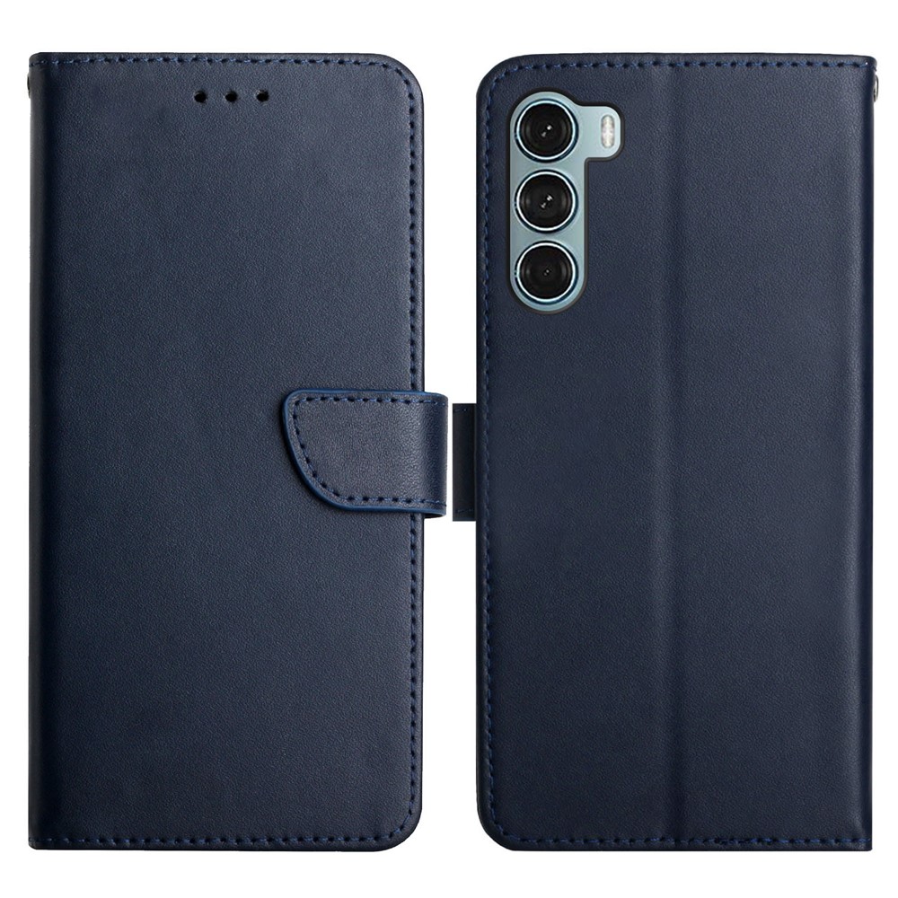For Motorola Moto G200 5G / Edge S30 Practical Wallet Stand Function Flip Phone Cover Genuine Leather Nappa Texture Full Body Protective Phone Case - Blue-1