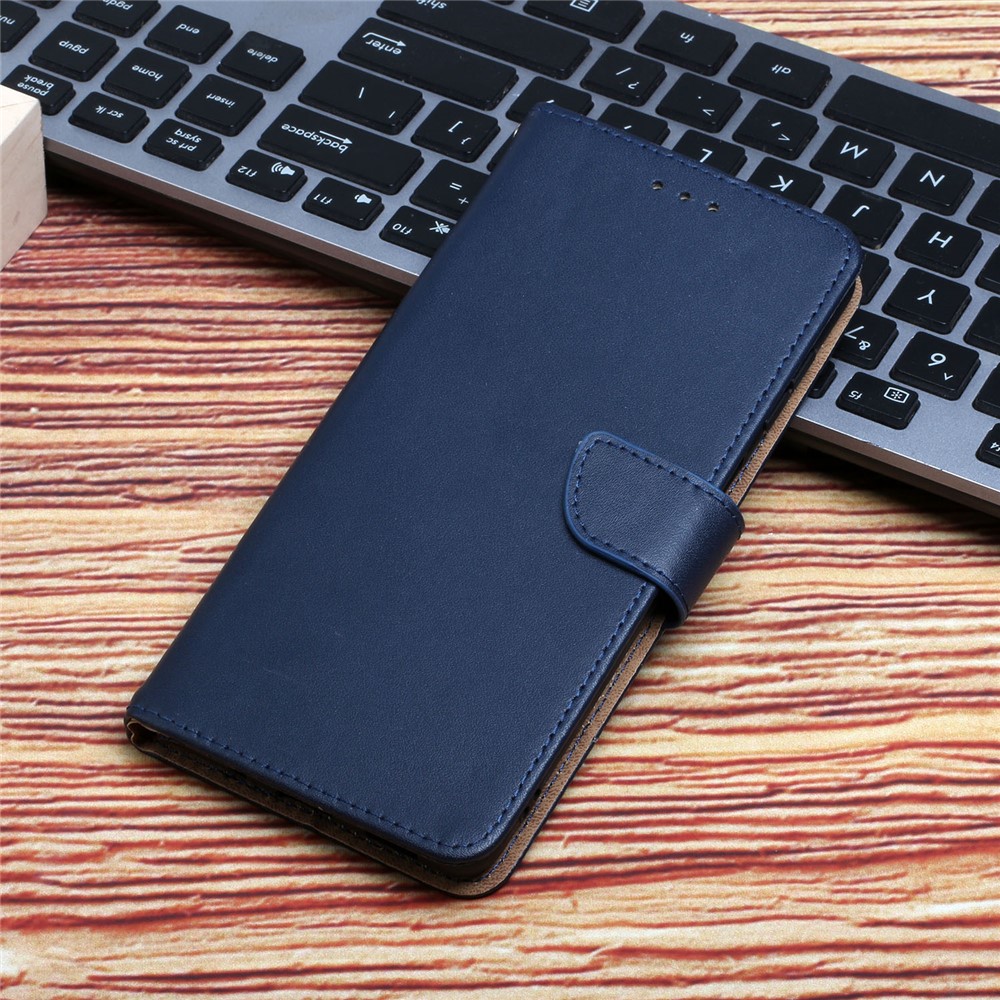 For Motorola Moto G200 5G / Edge S30 Practical Wallet Stand Function Flip Phone Cover Genuine Leather Nappa Texture Full Body Protective Phone Case - Blue-10
