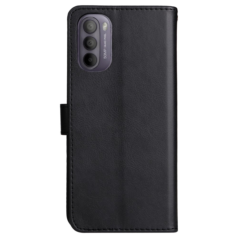 Solid Color Scratch-resistant PU Leather + TPU Stand Wallet Phone Case Cover for Motorola Moto G31/Moto G41 (India Version) - Black-3