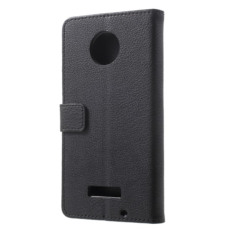 Lychee Grain Wallet Leather Stand Case for Motorola Moto Z Play - Black-2