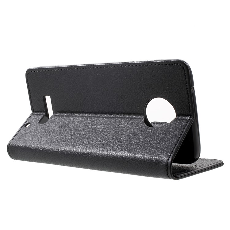 Lychee Grain Wallet Leather Stand Case for Motorola Moto Z Play - Black-3